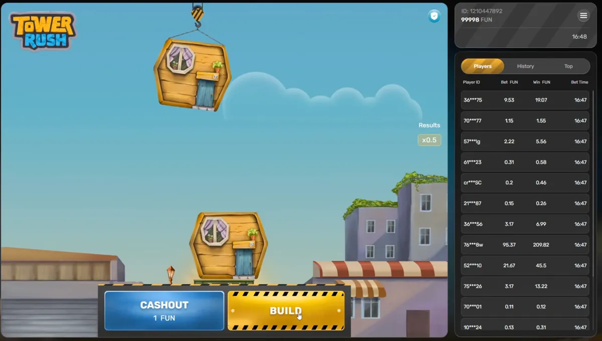 Tower Rush original Galaxsys game running in a certified lobby